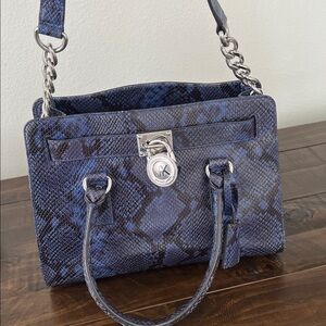 Michael Kors Hamilton Blue Python Snake Soft Leather